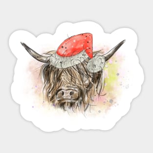 Christmas Highland Cow Sticker